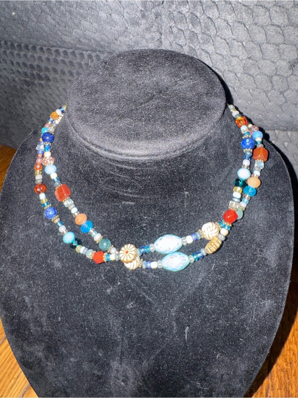 Boho Multicolor Beaded Artisan Style Statement Jewelry Necklace